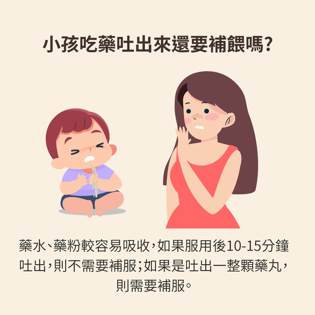 小孩吃藥吐出來要補餵嗎?